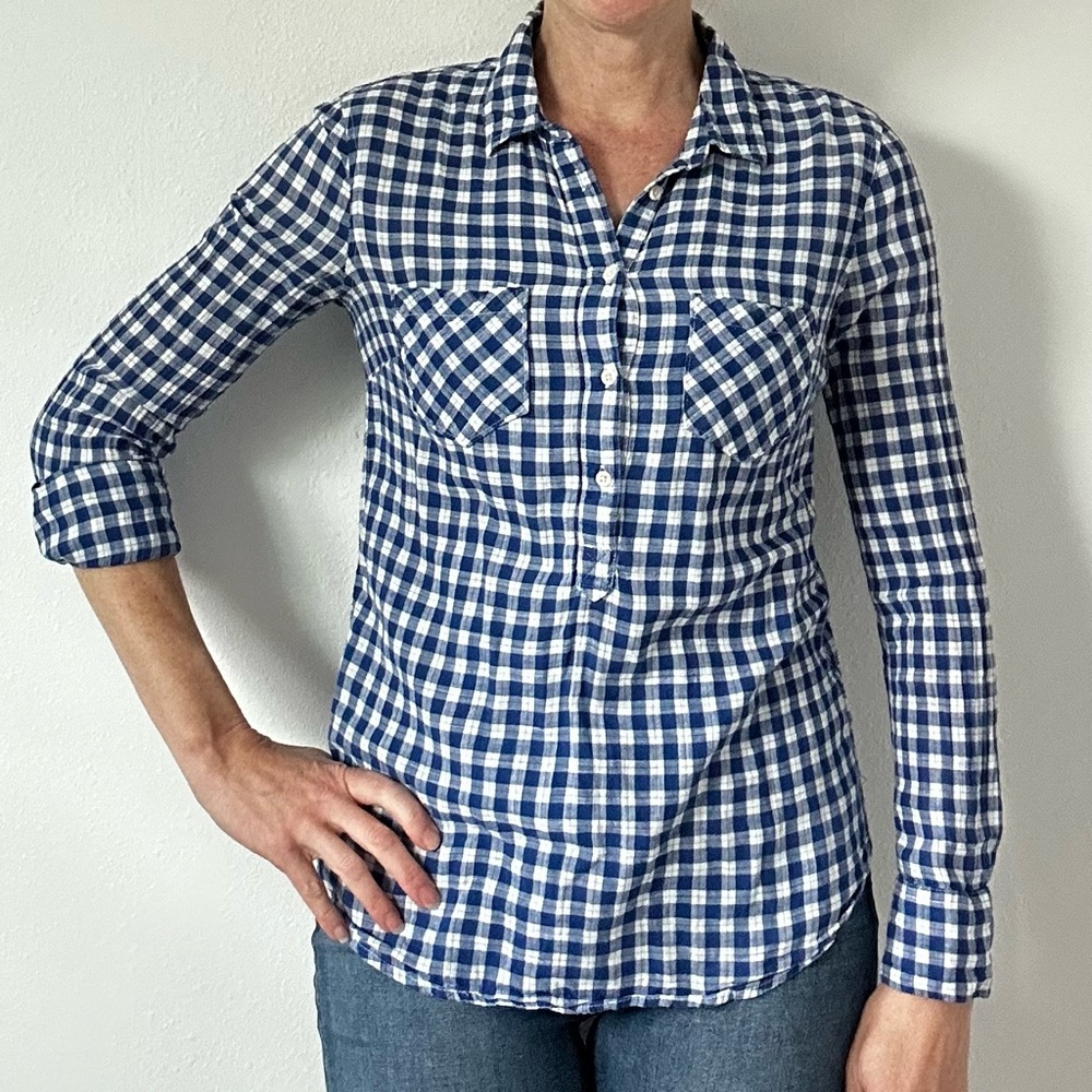 Merona Blue and White Plaid Shirt